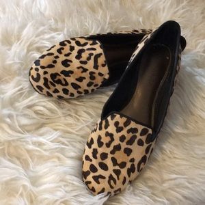 Calf hair leopard loafers